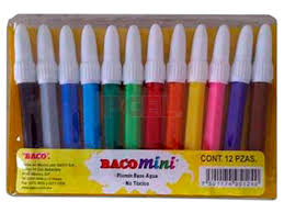 MR134 Marcador base agua BACO mini CON 12 COLORES