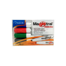 8354 Marcador MAGISTRAL para pizarron DIDACTICO 4 COLORES PARA PIZARRÓN BLANCO.