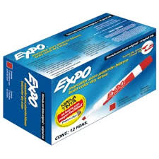 83002 Marcador EXPO para pizarrón punto cincel rojo c/12