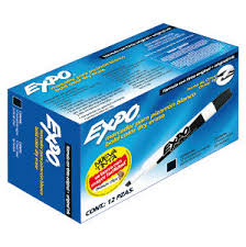 83001 Marcador EXPO para pizarrón punto cincel negro c/12