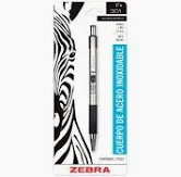 7000 Boligrafo ZEBRA F301 retractil NEGRO